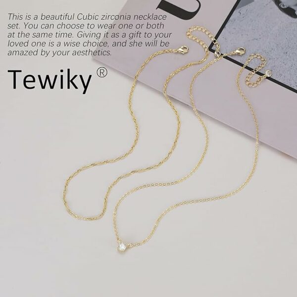 14k Gold Plated 16.5 Inch Long Lariat Necklace with Cubic Zirconia for Women - Image 2