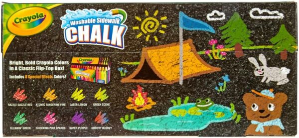 Washable Chalk Collection (64ct), Bulk Sidewalk Chalk, Outdoor Chalk for Kids, Anti-Roll Sticks, Nontoxic, 4+ - Image 2