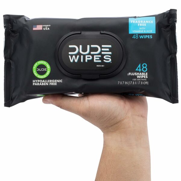 Flushable Wipes - 3 Pack, 144 Wipes - Unscented Extra-Large Adult Wet Wipes - Vitamin-E & Aloe for at-Home Use - Septic and Sewer Safe - Image 2