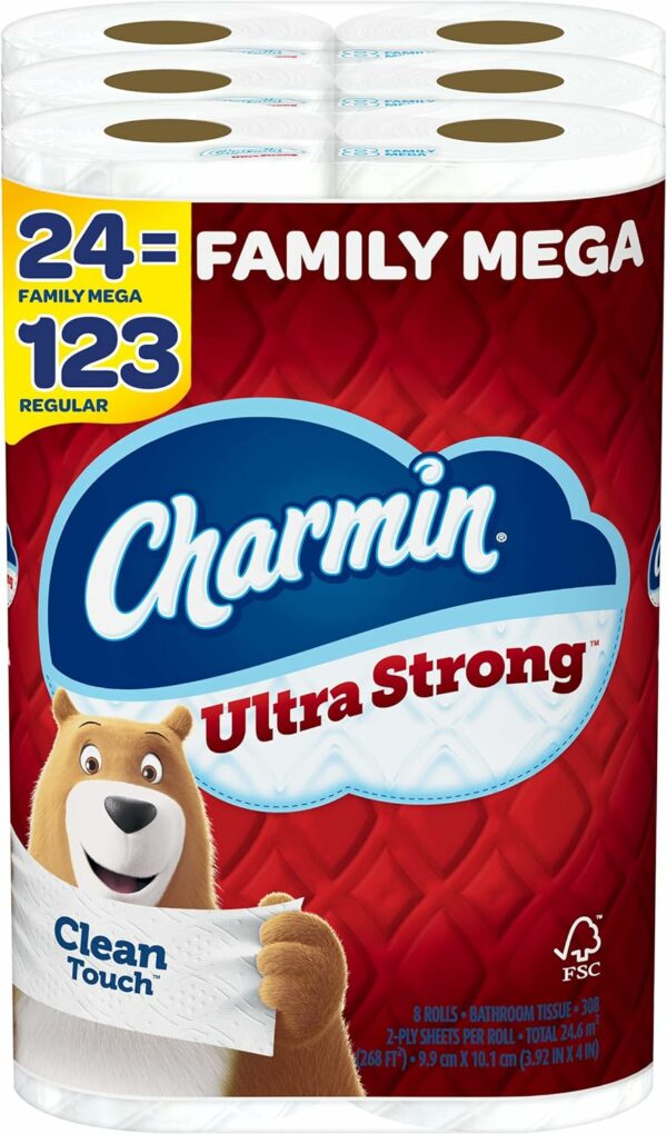 Ultra Strong Clean Touch Toilet Paper, 24 Family Mega Rolls = 123 Regular Rolls - Image 7