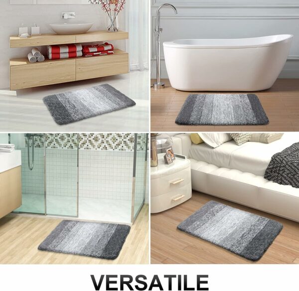 Luxury Bathroom Rug Mat 24x16, Extra Soft and Absorbent Microfiber Bath Rugs, Non-Slip Plush Shaggy Bath Carpet, Machine Wash Dry, Bath Mats for Bathroom Floor, Tub and Shower, Grey - Image 2