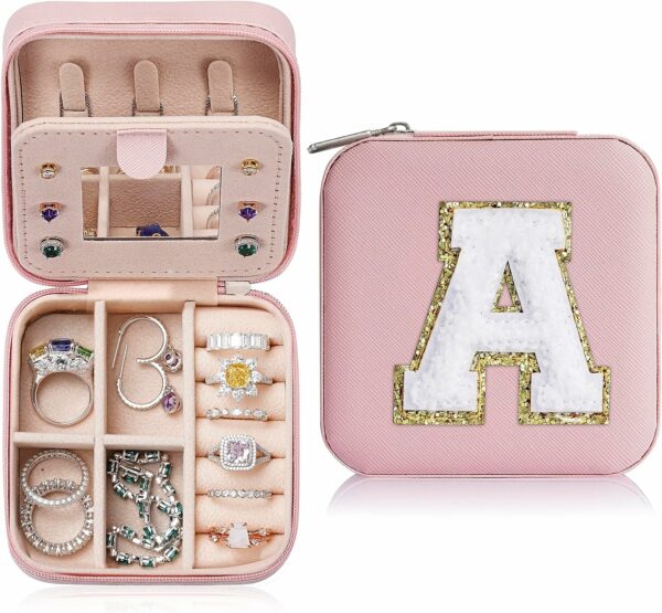 Graduation Gifts for Women Girls - Trendy Travel Jewelry Case, Personalized Gifts - Pink Travel Jewelry Box | Birthday Gifts for Women Mothers Day Gifts for Women | Travel Jewelry Case