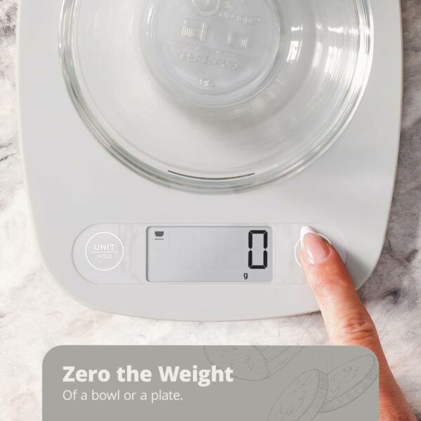 Food Scale - Digital Display Shows Weight in Grams, Ounces, Milliliters, and Pounds | Perfect for Meal Prep, Cooking, and Baking - Image 2