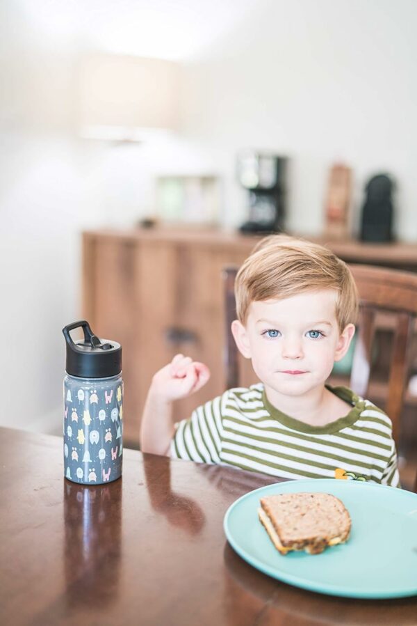 Kids Water Bottle with Straw Lid | Insulated Stainless Steel Reusable Tumbler for Toddlers, Boys - Image 2