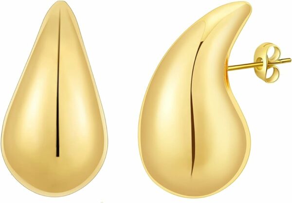 Gold Hoop Earrings for Women, Dupes Earrings Lightweight Waterdrop Hollow Open Hoops, Hypoallergenic Gold Plated Earrings Fashion Jewelry for Women Girls - Image 7