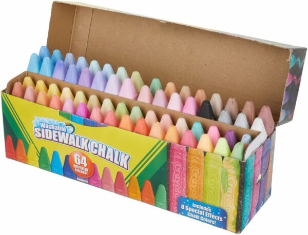 Washable Chalk Collection (64ct), Bulk Sidewalk Chalk, Outdoor Chalk for Kids, Anti-Roll Sticks, Nontoxic, 4+ - Image 3