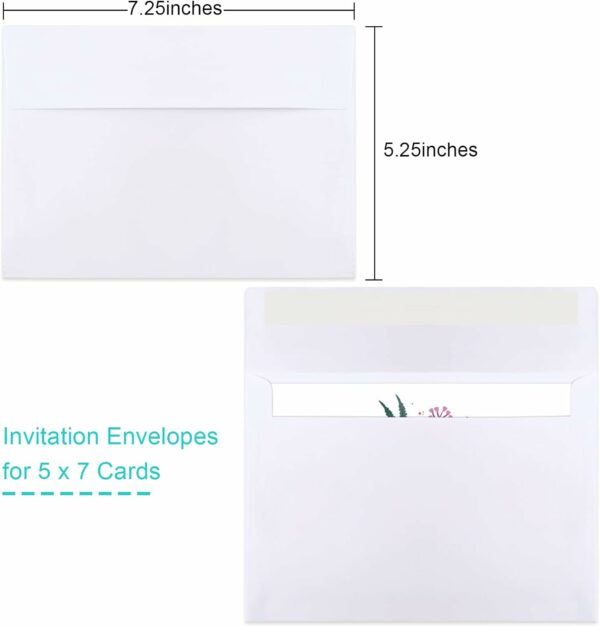 5x7 Envelopes, White A7 Envelopes for Invitations, Printable, Self Seal for Weddings, Invitations, Photos, Postcards - Image 6