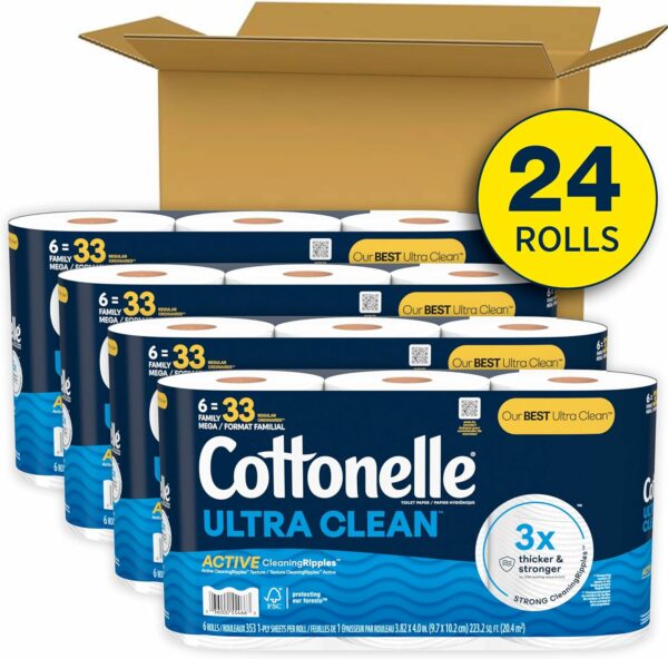 y Mega Rolls (24 Family Mega Rolls = 132 Regular Rolls) (4 Packs of 6), 353 Sheets Per Roll