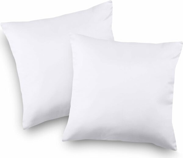 Bedding Throw Pillows Insert (Pack of 2, White) - 18 x 18 Inches Bed and Couch Pillows - Indoor Decorative Pillows - Image 6