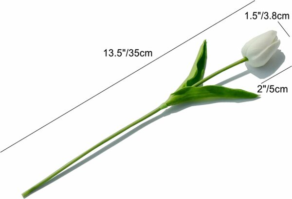 White Flowers Artificial Tulip Silk Fake Flowers 13.5" for Mother's Day Easter Valentine’s Day Gifts in Bulk Home Kitchen Wedding Decorations - Image 6