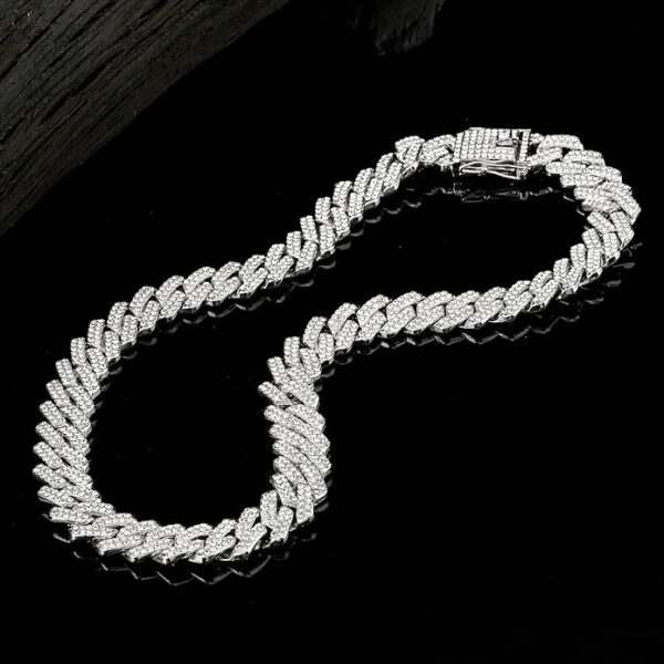 Cuban Link Chain Mens Iced Out Miami Cuban Necklace Silver/Gold Bling Diamond Hip Hop Jewelry for Women - Image 3