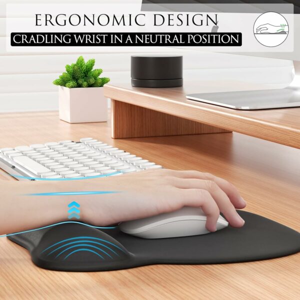 rgonomic Mouse Pad with Gel Wrist Support, Comfortable Mousepad with Smooth Wrist Rest Surface and Non-Slip PU Base for Pain Relief - Image 5