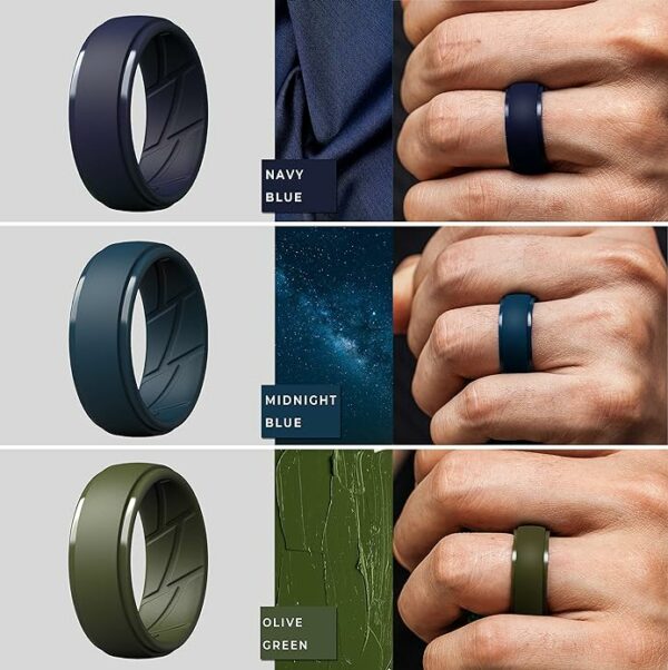 Silicone Ring Men, Breathable with Air Flow Grooves - 10mm Wide - 2.5mm Thick - Image 4