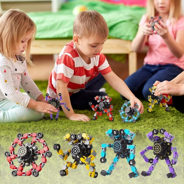 Transformable Fidget Spinners 4 Pcs for Kids and Adults Stress Relief Sensory Toys for Boys and Girls Fingertip Gyros for ADHD Autism for Kids Gifts Easter Basket Stuffers - Image 5