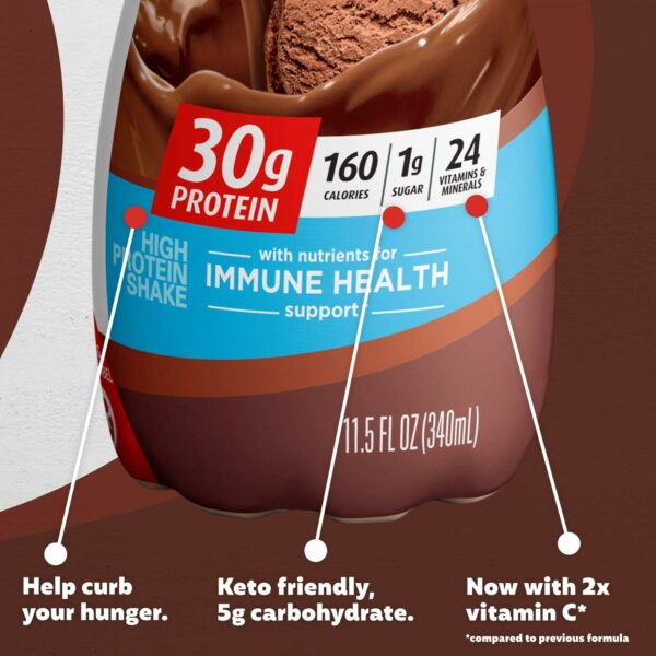 Protein Shake, Chocolate, 30g Protein 1g Sugar 24 Vitamins Minerals Nutrients to Support Immune Health - Image 4