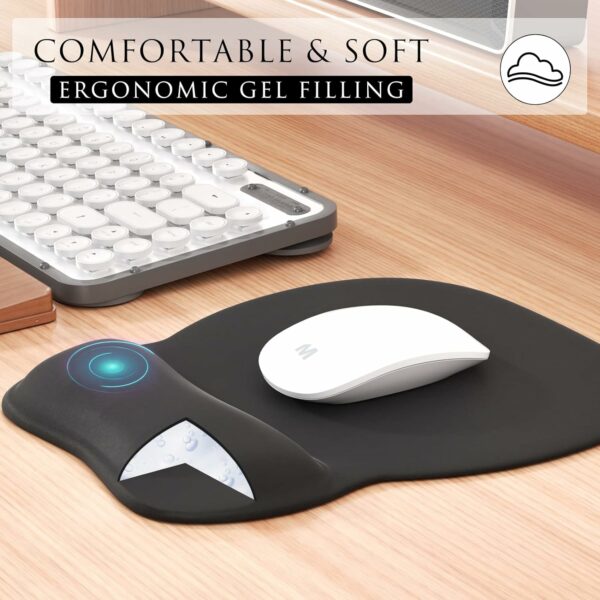 rgonomic Mouse Pad with Gel Wrist Support, Comfortable Mousepad with Smooth Wrist Rest Surface and Non-Slip PU Base for Pain Relief