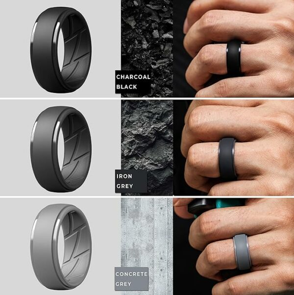 Silicone Ring Men, Breathable with Air Flow Grooves - 10mm Wide - 2.5mm Thick - Image 5