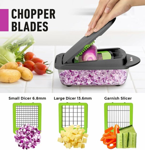 Blade Vegetable Chopper, Onion Mincer, Cutter, Dicer, Egg Slicer with Container - Image 5