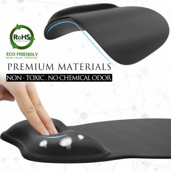 rgonomic Mouse Pad with Gel Wrist Support, Comfortable Mousepad with Smooth Wrist Rest Surface and Non-Slip PU Base for Pain Relief - Image 3