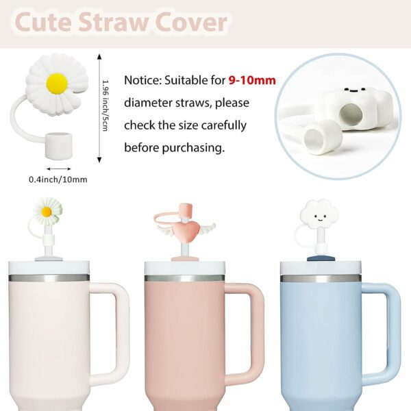 Accessories Set Including 6 Pcs Silicone Spill Proof Stopper, 2 Pcs Straw Cover Cap for 9-10 mm Straws, 1 Pcs Clear Silicone Boot for Stanley Cup Stanley 40oz & 30oz Tumbler - Image 6