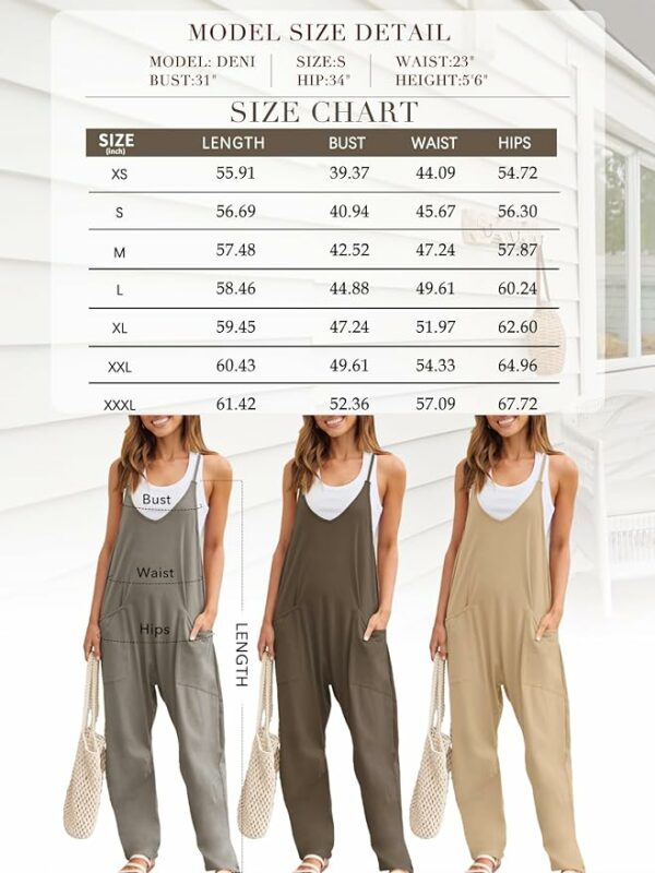 Jumpsuits for Women Casual Summer Rompers Sleeveless Loose Spaghetti Strap Baggy Overalls Jumpers with Pockets 2024 - Image 2