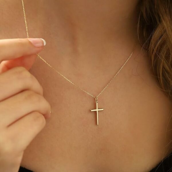 Cross Necklace for Women - 14K Gold Plated Cross Necklace Layered Gold Cross Necklace Tiny Sideway Cross Choker Necklace Gold Cross Necklaces for Women Trendy Gold Jewelry Gifts for Women Girls - Image 6