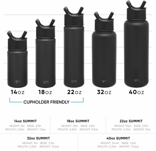 Water Bottle with Straw and Chug Lid Vacuum Insulated Stainless Steel Metal Thermos Bottles - Image 3