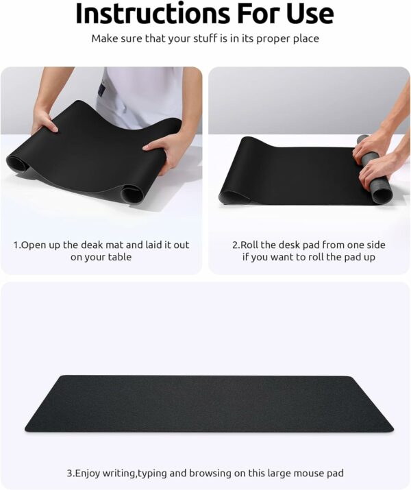 Desk Pad Protector, Office Desk Mat, Large Mouse Pad, Non-Slip PU Leather Desk Blotter, Laptop Desk Pad, Waterproof Desk Writing Pad for Office and Home - Image 3