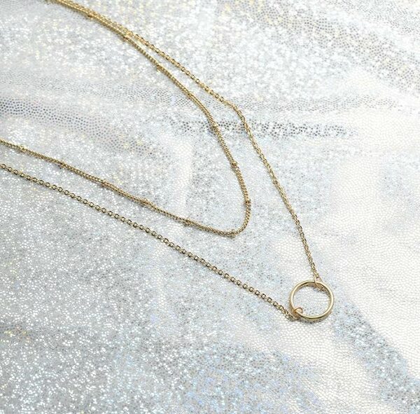 Layered Heart Necklace Pendant Handmade 18k Gold Plated Dainty Gold Choker Arrow Bar Layering Long Necklace for Women - Image 3