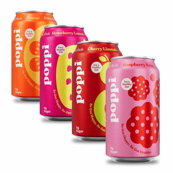 Sparkling Prebiotic Soda, Beverages w/Apple Cider Vinegar, Seltzer Water & Fruit Juice, Low Calorie & Low Sugar Drinks, Short List Variety Pack