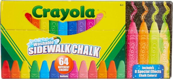 Washable Chalk Collection (64ct), Bulk Sidewalk Chalk, Outdoor Chalk for Kids, Anti-Roll Sticks, Nontoxic, 4+ - Image 7