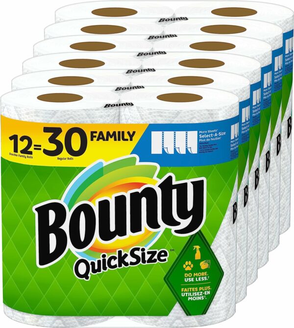 Quick-Size Paper Towels, White, 12 Family Rolls = 30 Regular Rolls