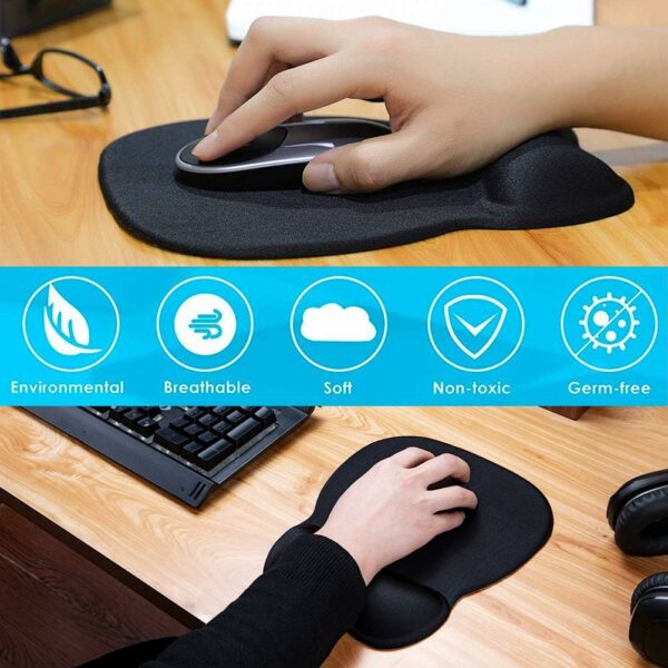 rgonomic Mouse Pad with Gel Wrist Support, Comfortable Mousepad with Smooth Wrist Rest Surface and Non-Slip PU Base for Pain Relief - Image 2