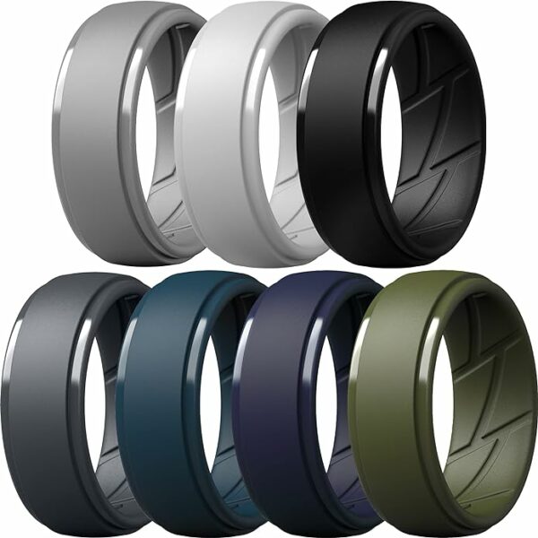 Silicone Ring Men, Breathable with Air Flow Grooves - 10mm Wide - 2.5mm Thick