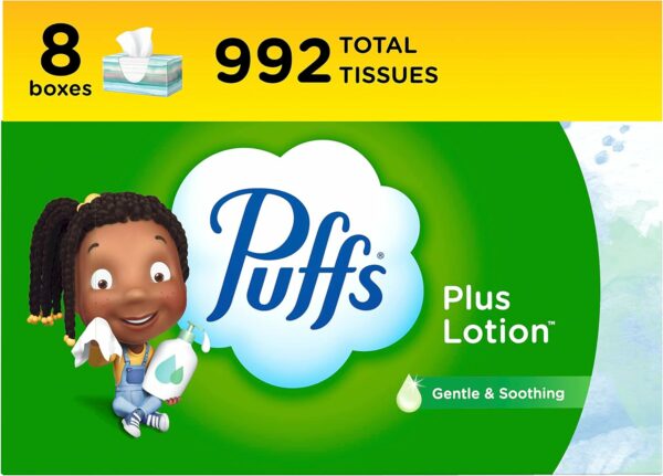 Plus Lotion Facial Tissues, 8 Family Boxes, 124 Facial Tissues per Box - Image 7