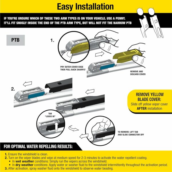 Latitude 2-In-1 Water Repellent Wiper Blades, 22 Inch Windshield Wipers (Pack Of 2), Automotive Replacement Windshield Wiper Blades With Patented Rain-X Water Repellency Formula - Image 2