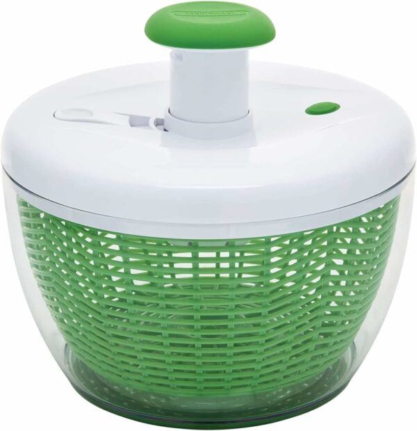 Easy to use pro Pump Spinner with Bowl, Colander and Built in draining System for Fresh, Crisp, Clean Salad and Produce, Large 6.6 quart