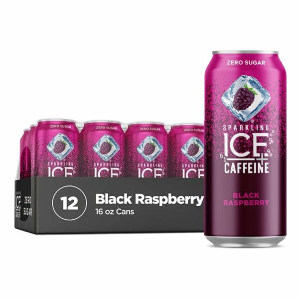 Caffeine Black Raspberry Sparkling Water, with Antioxidants and Vitamins, Zero Sugar