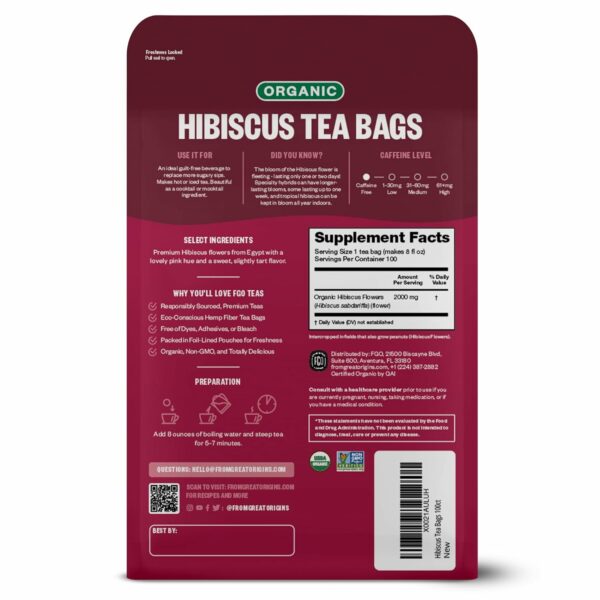 Organic Hibiscus Tea, Eco-Conscious Tea Bags - Image 3