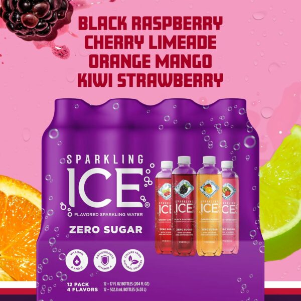 Flavored Water, Zero Sugar, with Vitamins and Antioxidants, 17 fl oz, 12 count (Black Raspberry, Cherry Limeade, Orange Mango, Kiwi Strawberry) - Image 3