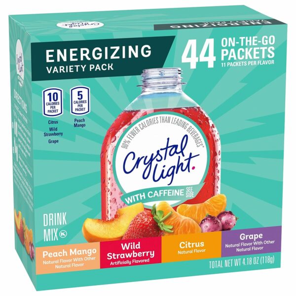 Light Energy Citrus, Grape, Peach Mango, & Wildy Strawberry Powdered Drink Mix Singles Variety Pack (44 ct. On-the-Go Individual Packets) - Image 3