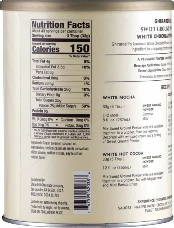 Sweet Ground White Chocolate Flavor Powder, 3.12 lbs. - Image 3