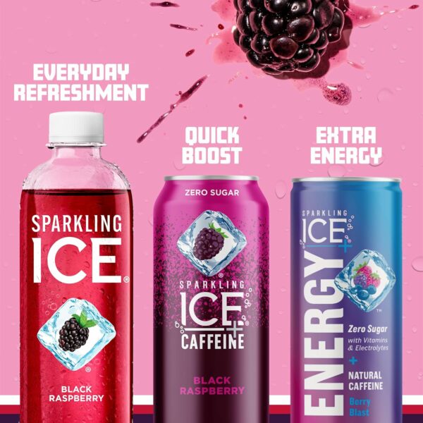 Caffeine Black Raspberry Sparkling Water, with Antioxidants and Vitamins, Zero Sugar - Image 6