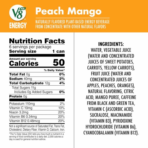 ENERGY Peach Mango Energy Drink Made with Real Vegetable and Fruit Juices - Image 6