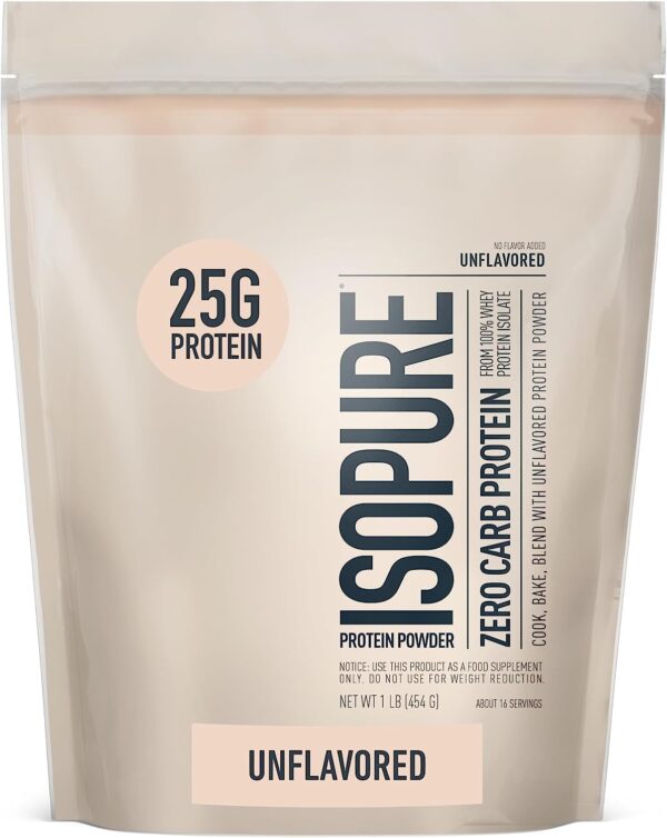 Isopure Unflavored Protein, Whey Isolate, 25g Protein, Zero Carb & Keto Friendly, 2 Ingredients, 16 Servings, 1 Pound (Packaging May Vary) - Image 2