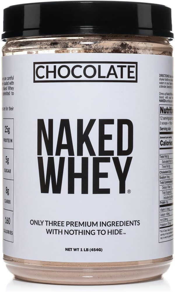 Naked Whey 1LB - All Natural Grass Fed Whey Protein Powder, Organic Chocolate, and Coconut Sugar - No GMO, No Soy, and Gluten Free, Aid Growth and Recovery - 12 Servings - Image 2