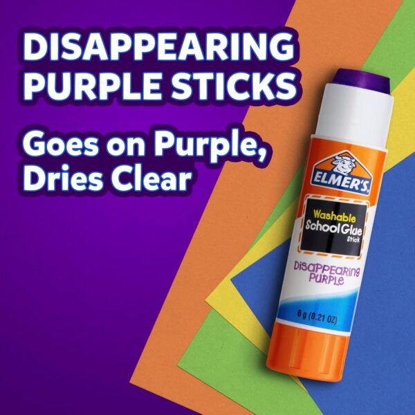 Elmer's Disappearing Purple School Glue Sticks, 0.21 oz Each, 8 Sticks per Pack (E1591) - Image 3