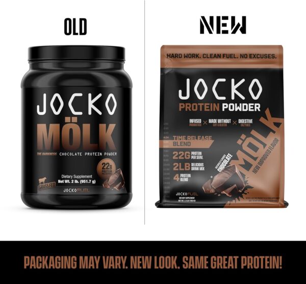 Jocko Mölk Whey Protein Powder - Keto, Probiotics, Grass Fed, Digestive Enzymes, Amino Acids, Sugar Free Monk Fruit Blend - Supports Muscle Recovery & Growth (2 LB, Chocolate)