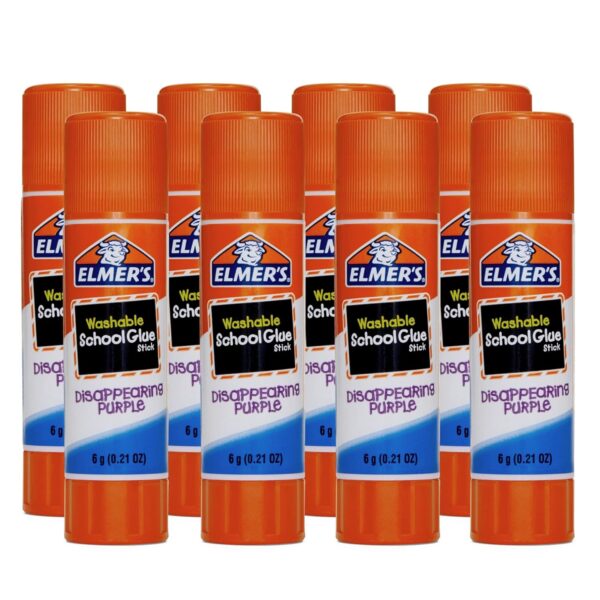 Elmer's Disappearing Purple School Glue Sticks, 0.21 oz Each, 8 Sticks per Pack (E1591) - Image 7