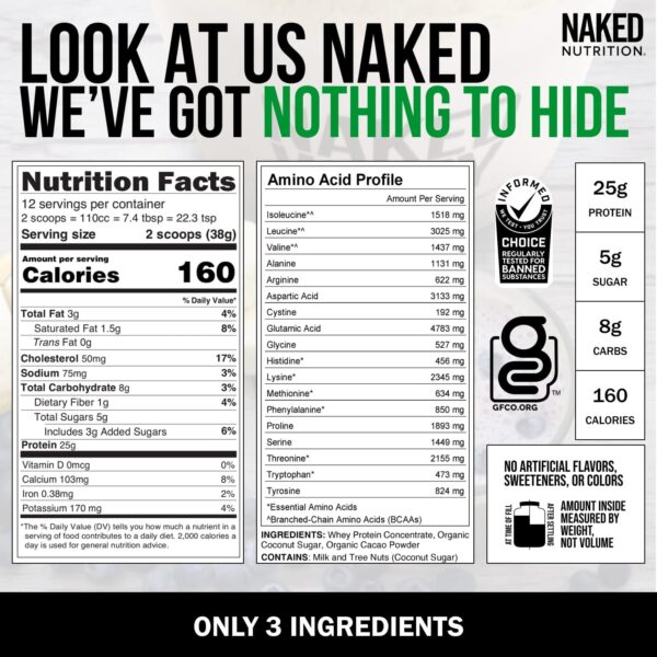 Naked Whey 1LB - All Natural Grass Fed Whey Protein Powder, Organic Chocolate, and Coconut Sugar - No GMO, No Soy, and Gluten Free, Aid Growth and Recovery - 12 Servings - Image 5